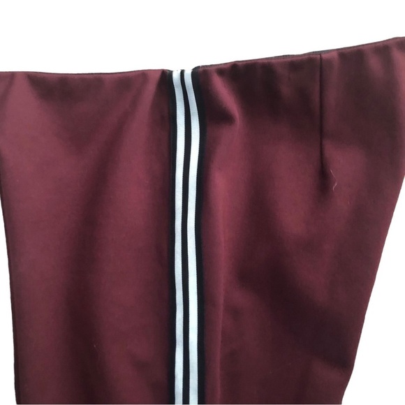 Rag & Bone Simone Cropped Ponte Pant Size 4 Burgundy Track Side Stripes Back Zip - Picture 4 of 7